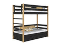 Wooden bunk bed - with drawer N03 Black / Natural Oak 120x200 GVFT58871