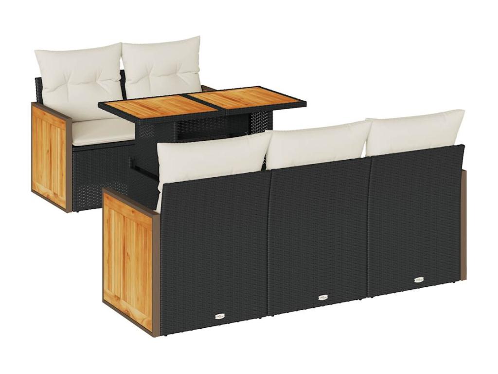 6-piece garden furniture set with cushions, Zensova woven resin, Zensova YRCB12936