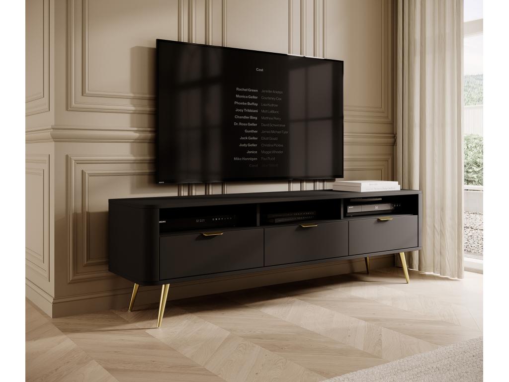 TV stand - with shelves - black - OVAL EJCG64549