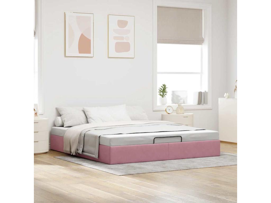 Zensova bed frame without mattress, pink, 160x200 cm, velvet, FXDZ03316
