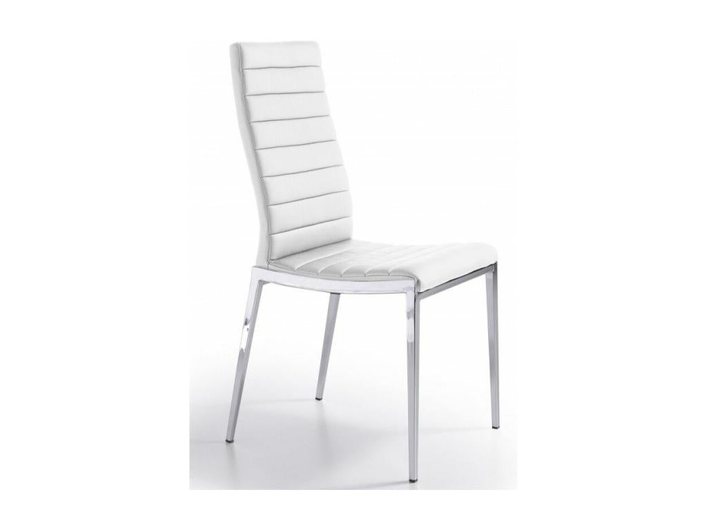 Zensova upholstered designer chair in faux leather and chrome steel - Set of 4 - Color: Zensova 61 Light Blue IBFM93202