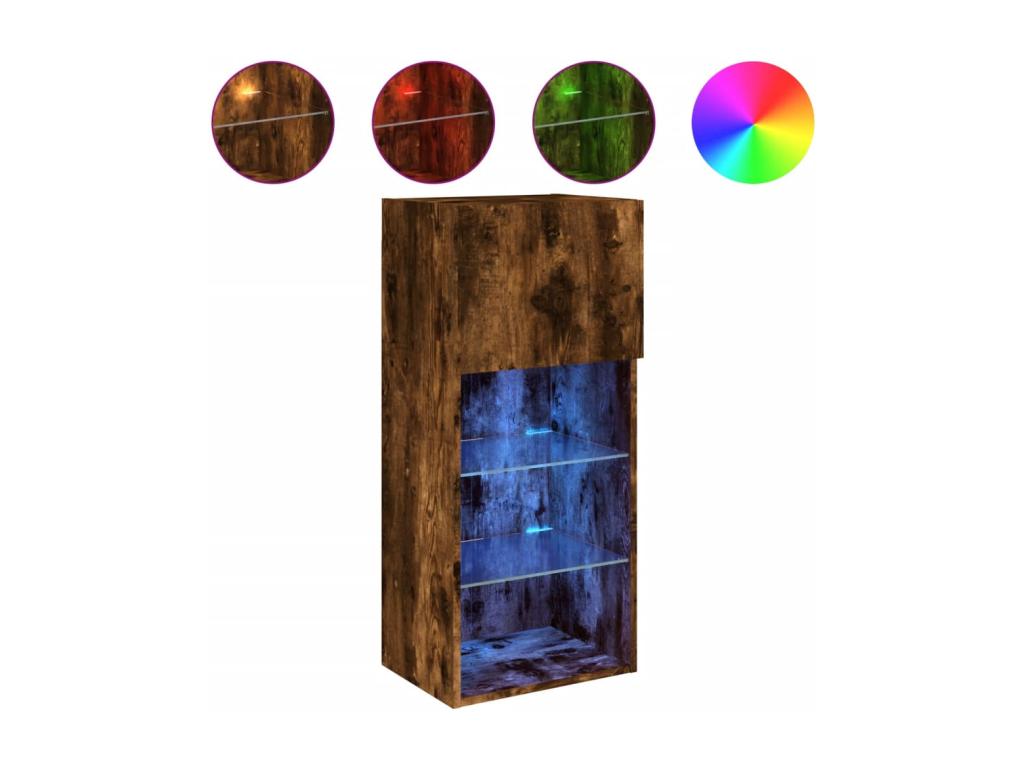 TV stand with Zensova LED, smoked oak, 40.5x30x90 cm, HOCF31706