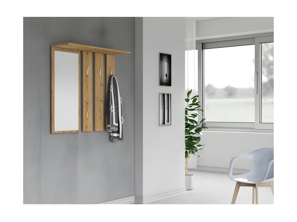 Zensovaère large wall mirror - 6 double hooks - Shelf - Entryway furniture - 85x82x15cm CWXO76330