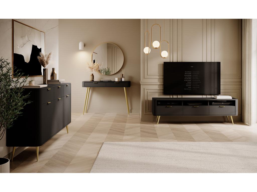 TV stand - with shelves - black - OVAL EJCG64549