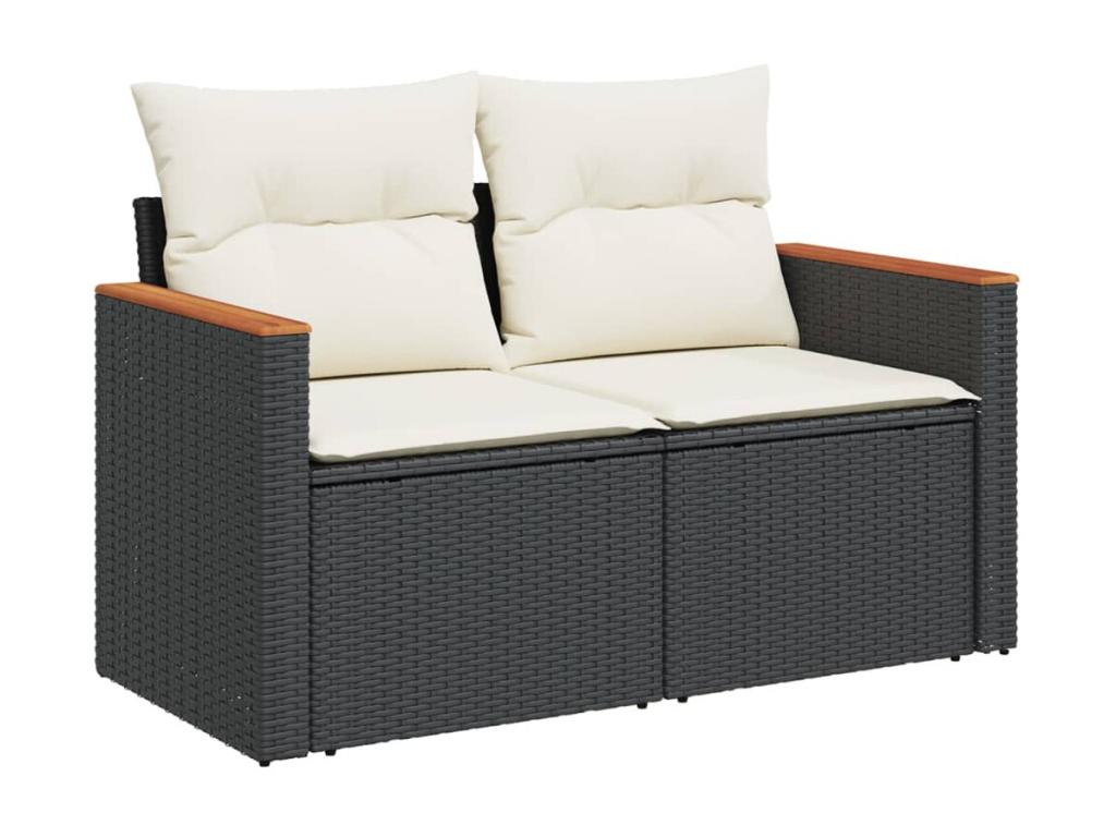 10-piece garden furniture set with cushions, Zensova woven resin KPDA75788