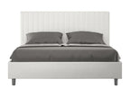 Sunny white faux leather double upholstered storage bed 160x210 EVDC74654