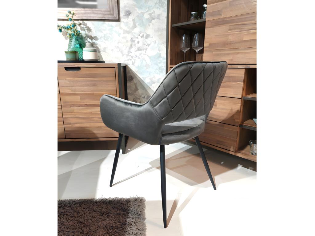 Set of 2 chairs in anthracite grey velvet with tufted backrest - Lumenao IAVE55365