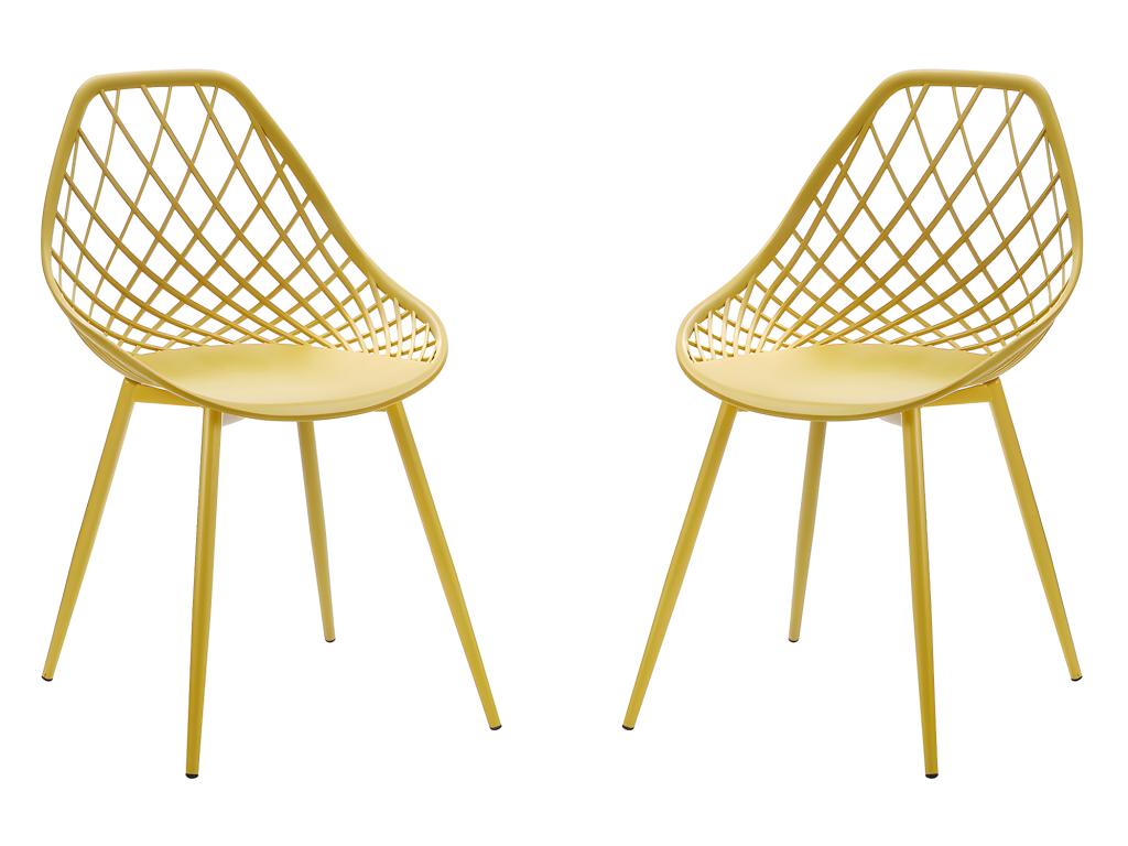 Set of 2 polypropylene garden chairs with metal legs - Mustard yellow - Zensova XDSF65584