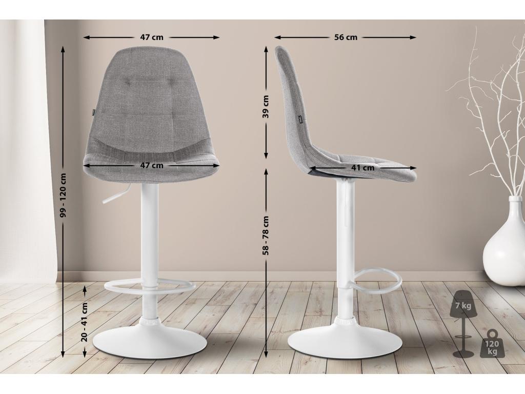 Bar stool x1, white metal, 47x56x99 cm, 10 0004852 EPFC06307