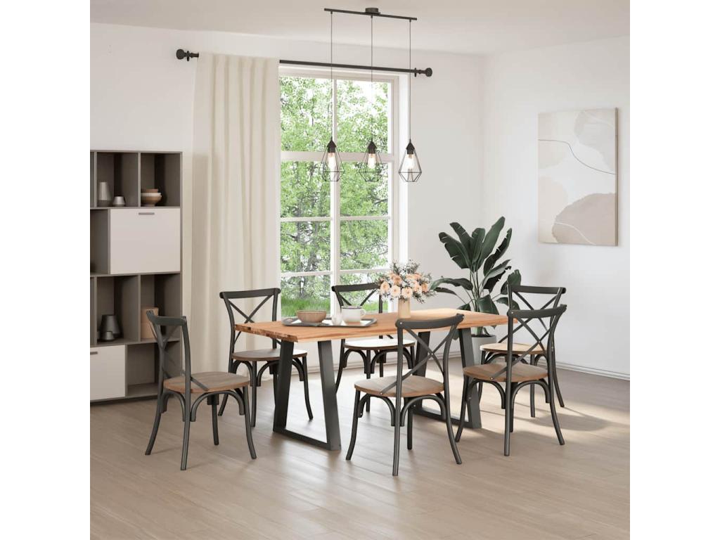 Dining table with natural edge, 180x80x74 cm, solid oak wood, SFUP26570