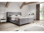 Continental bed - 140x200 cm - mattress topper and lighting - grey velvet - Zensova LABV62190