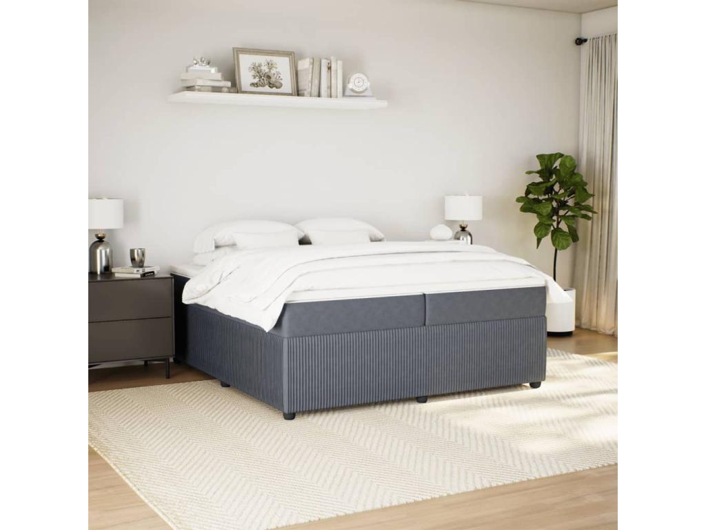 Zensova bed and mattress, dark grey, 200x200cm, velvet, NRPM43627