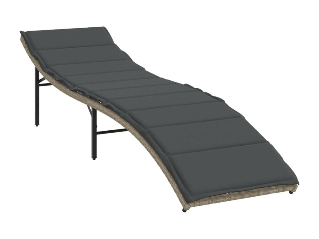 Set of 2 sun loungers and light grey woven resin cushions ZPPE76520