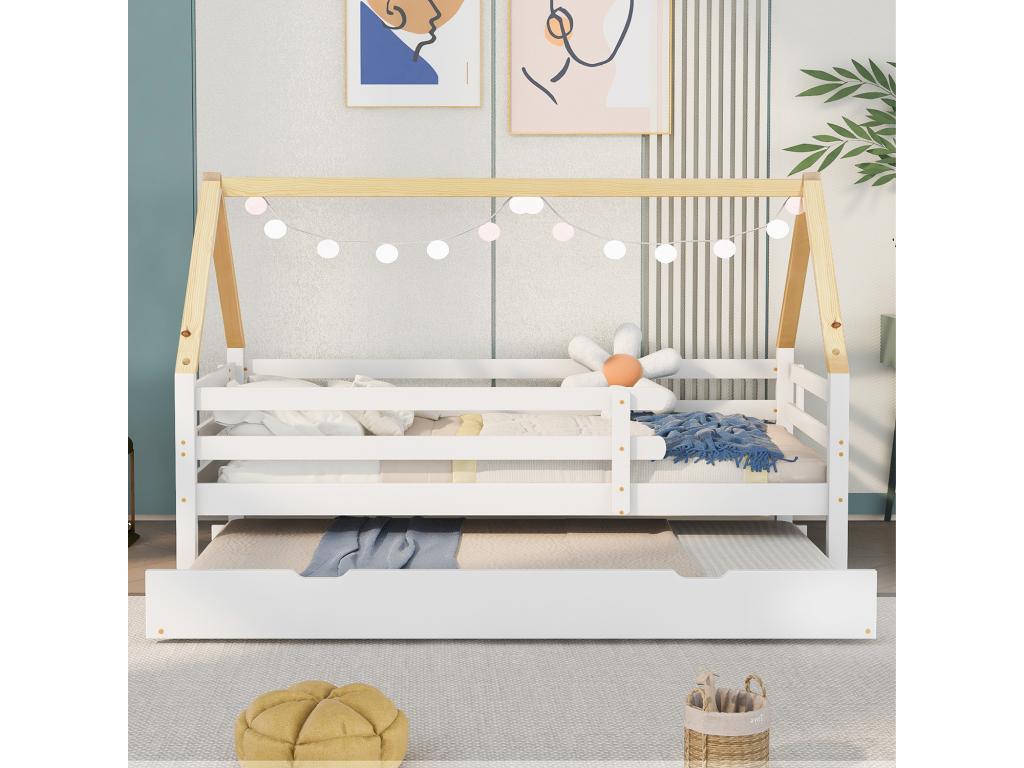 Cabin bed - 200x90 cm - with Lumenao base - white - Lumenao RODM23832