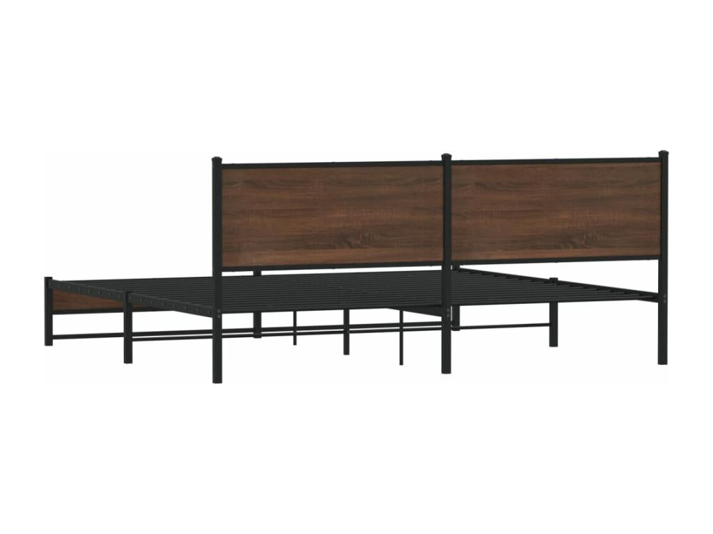 Metal bed frame without mattress, brown oak, 193x203 cm, IMYI92015
