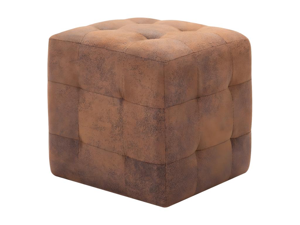 2-Piece Brown Bedside Tables 30x30x30 cm Faux Suede Leather RCNZ13343