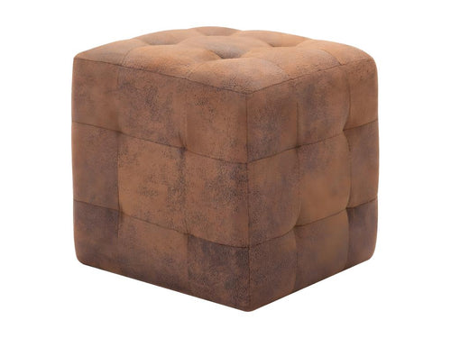 2-Piece Brown Bedside Tables 30x30x30 cm Faux Suede Leather RCNZ13343