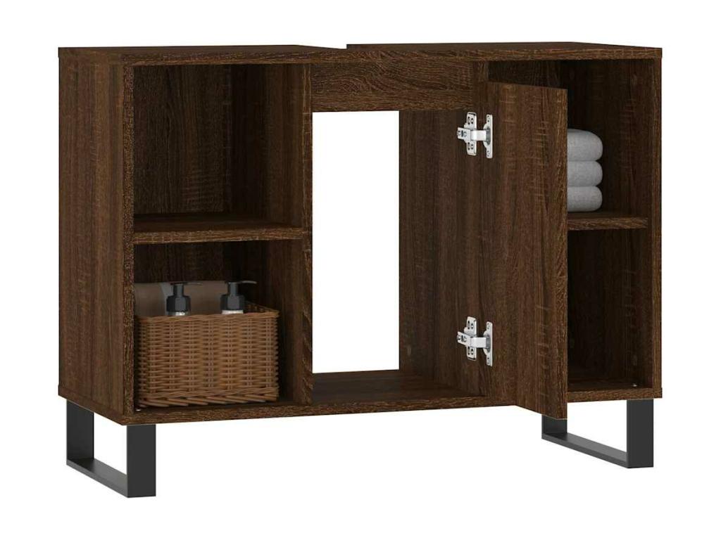 Bathroom cabinet, brown oak, 80x33x60cm, engineered wood XFPB57567
