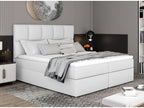 Lumenao 160x200 cm white faux leather box spring bed with mattress and topper CIBJ74877