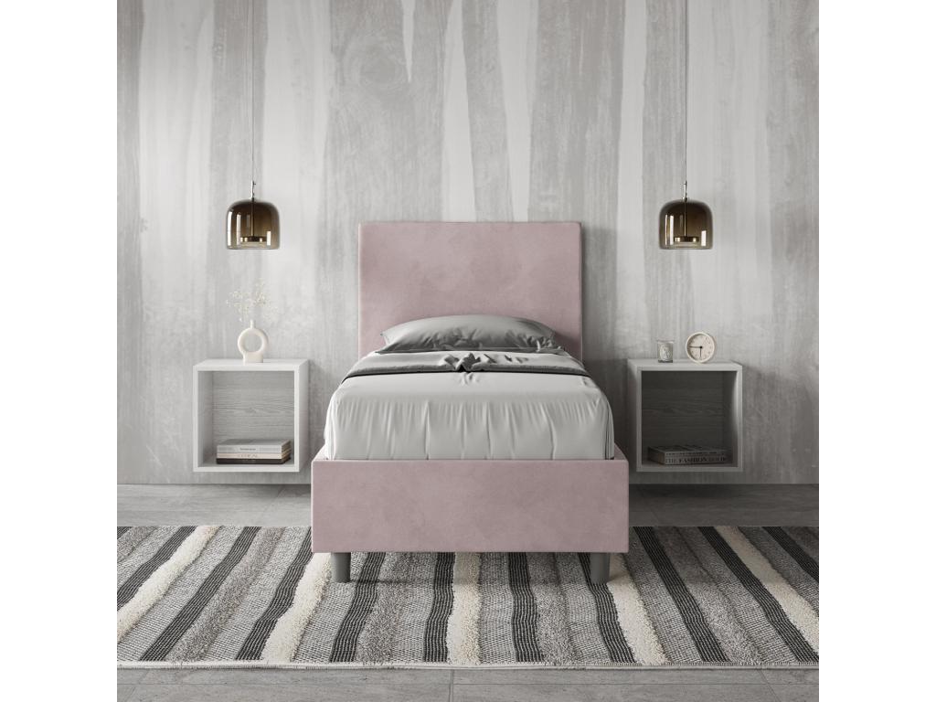 Lumenao bed with microfiber upholstered slatted base, wisteria print, 80x200 cm, QAJN72584