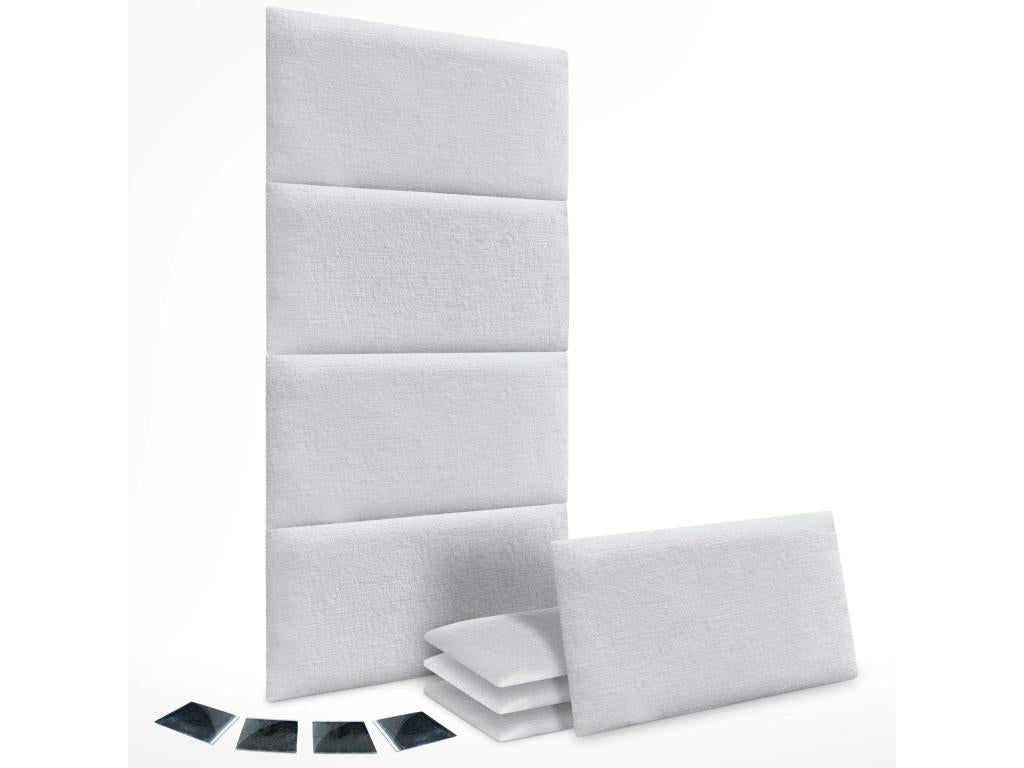 Lumenao Pack of 8 Self-Adhesive Acoustic Wall Panels in Eco-Friendly Wool, Shock Absorbing Protection, White, 60x40 cm x8 QTOP23969