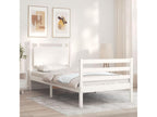 White bed frame and headboard 100x200 cm solid wood PQGP22415