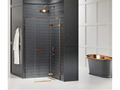 Lumenao 80x70cm Brushed Copper Shower Enclosure, Right-Hand Pivoting, Front Access, GLWY61690