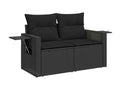 6-piece garden furniture set with cushions, black resin wicker QHQB76507