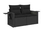 6-piece garden furniture set with cushions, black resin wicker QHQB76507