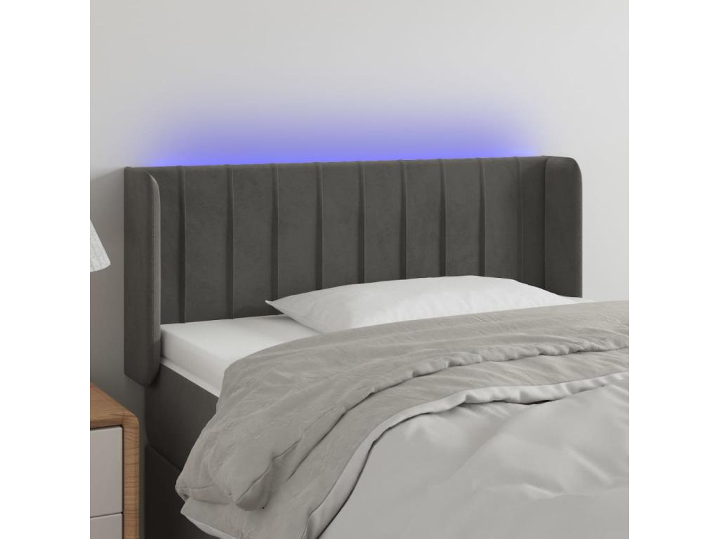 LED Headboard, Dark Grey, 103x16x78/88 cm, Velvet, SYVF08224