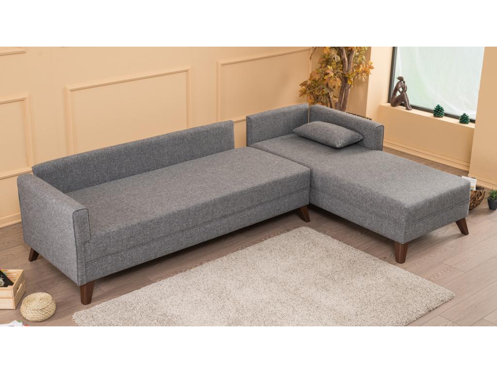 Lumenao 5-seater right-hand corner sofa in grey fabric, 275cm, ESXO43936