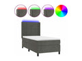 Upholstered bed base with mattress and LED lighting, Dark Grey, 100x200 cm, Velvet, IKYA16275