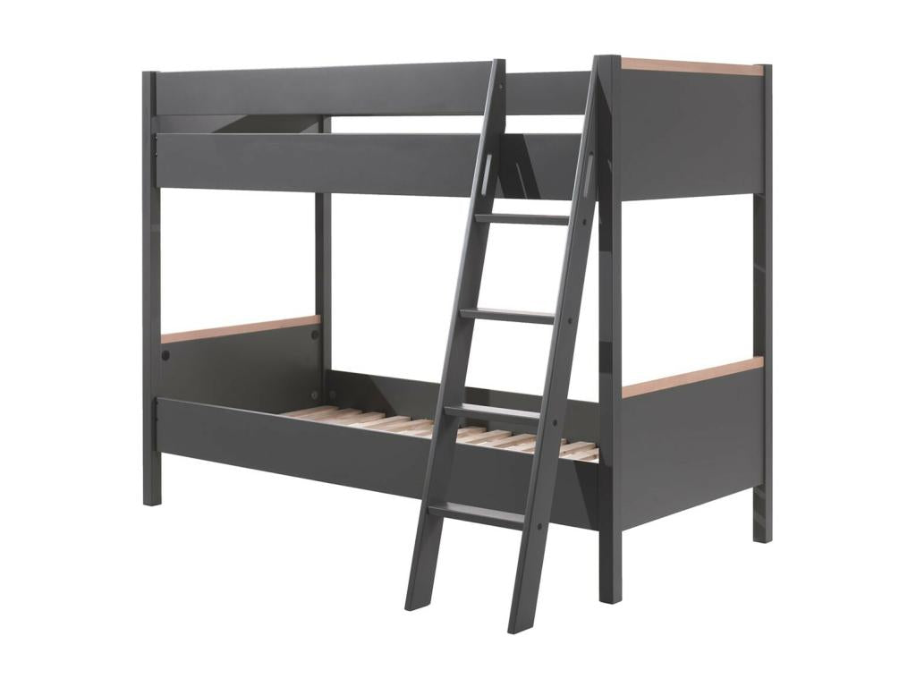 Zensova DARK - Reversible Bunk Beds 90x200cm Anthracite and Wood UZQL27119