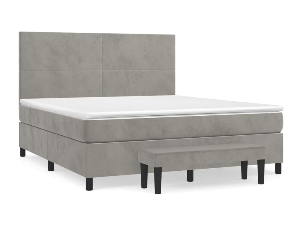 Zensova upholstered bed and light grey mattress 160x200cm Velvet NIZW44270