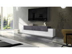 Zensova TV Stand, Low Sideboard, TV Unit Base, Made in Italy, 200x45x52 cm, Glossy White and Slate, JWFC98761