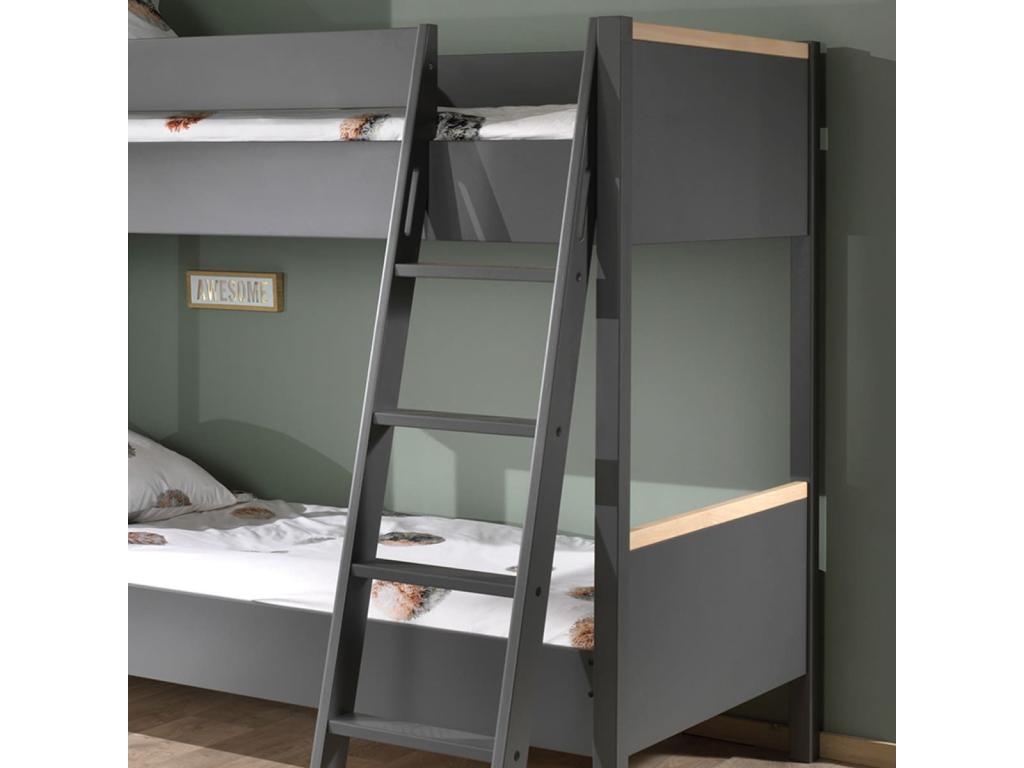Zensova DARK - Reversible Bunk Beds 90x200cm Anthracite and Wood UZQL27119