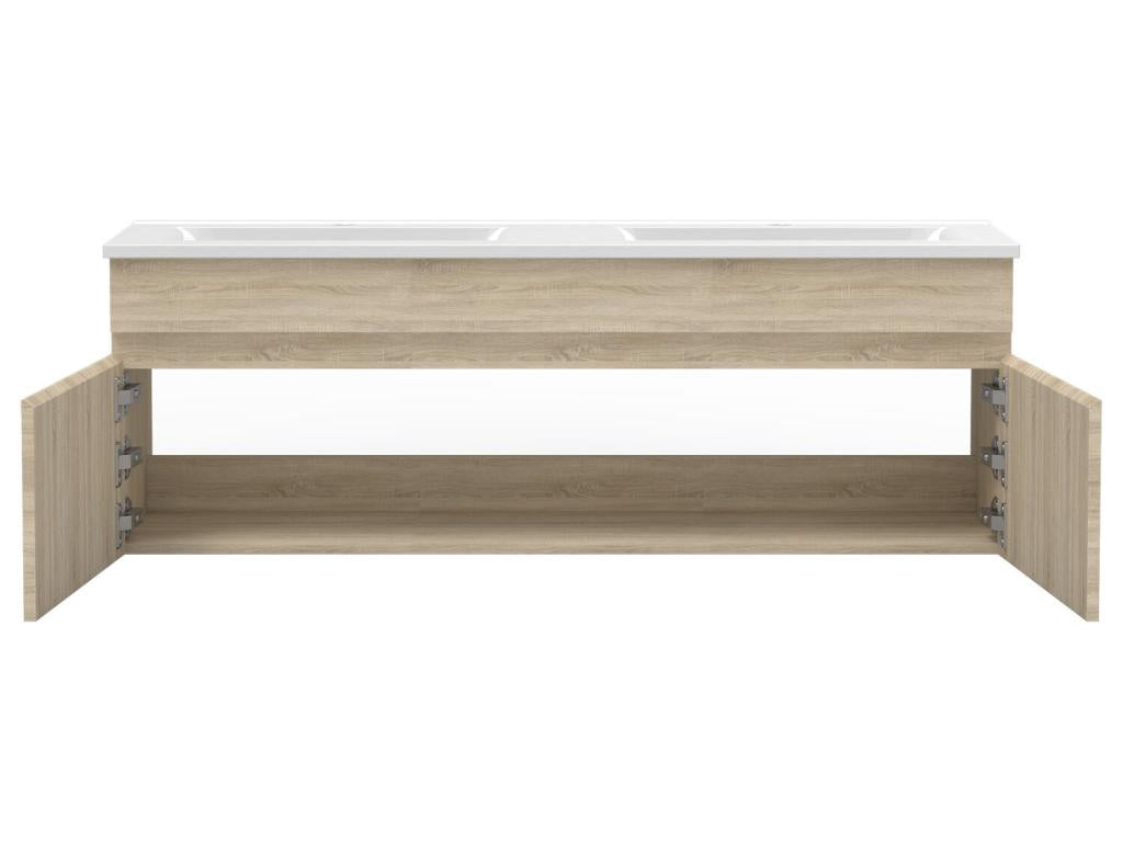 Double sink bathroom vanity unit 120cm with mirror, Lumenao Oak ADUI85513