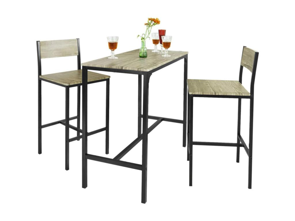 Bar Table and 2 Chairs Set (1 Table, 2 High Bar Stools) Ogt03-n ZKDZ79504
