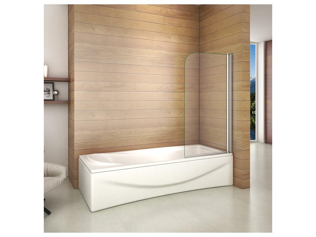 Bath screen 70x130cm in 5mm anti-limescale glass, 180° pivoting bath wall, 130cm high, VYKA05513
