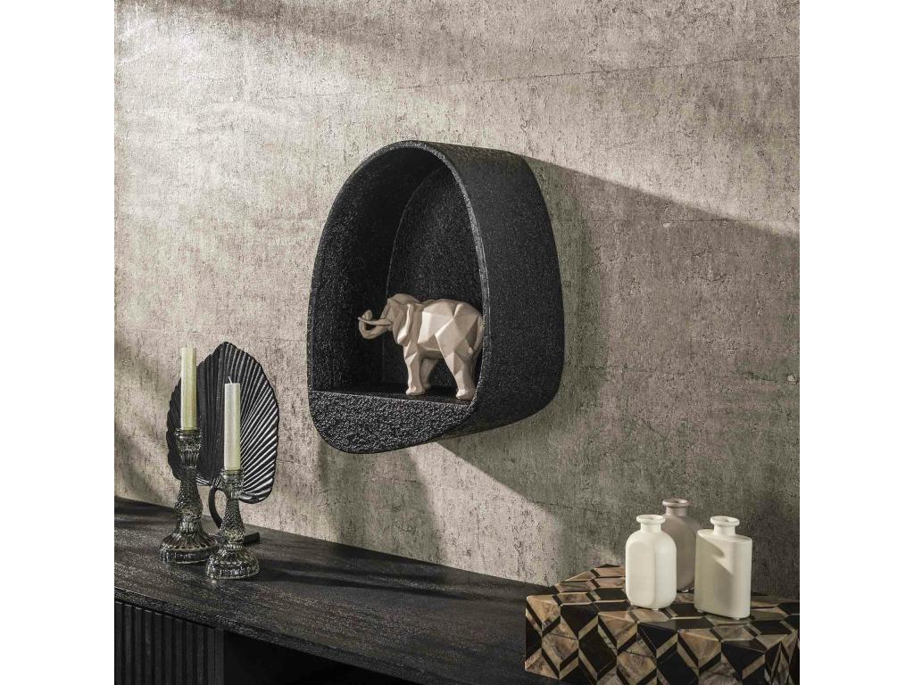 Black wall shelf, organic shape, 46 cm, Zensova EZHL12178