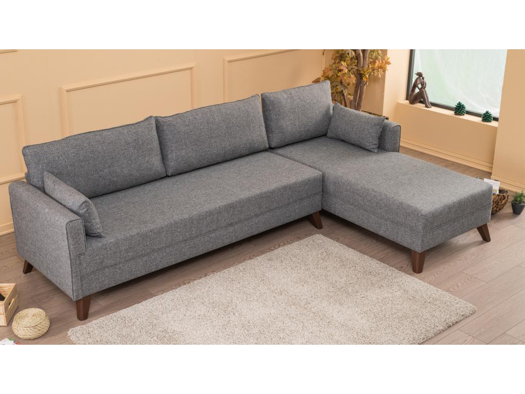 Lumenao 5-seater right-hand corner sofa in grey fabric, 275cm, ESXO43936
