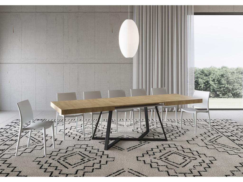 Lumenao extendable table 90x180/440 cm, natural oak with anthracite legs, ZIPX90712