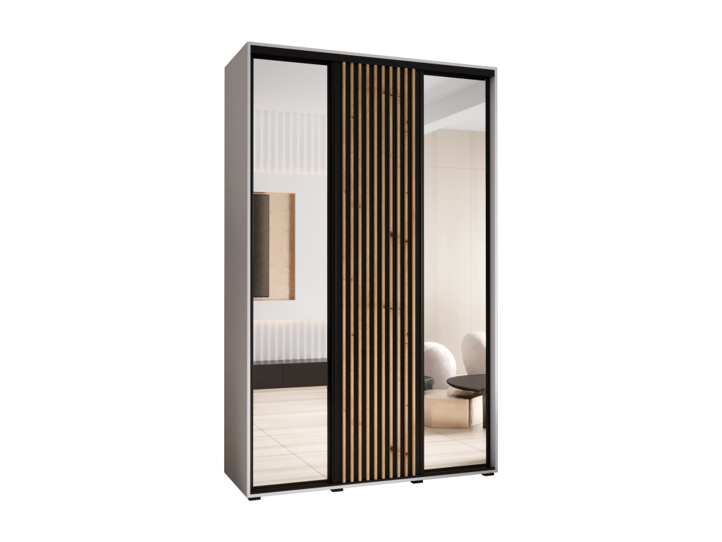 Lumenao 2 Sliding Door Wardrobe 205.2/160/45 3 Doors White/Black GTRB07532