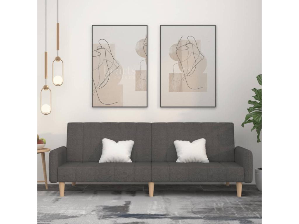 Dark grey fabric 2-seater sofa bed DKSG60439