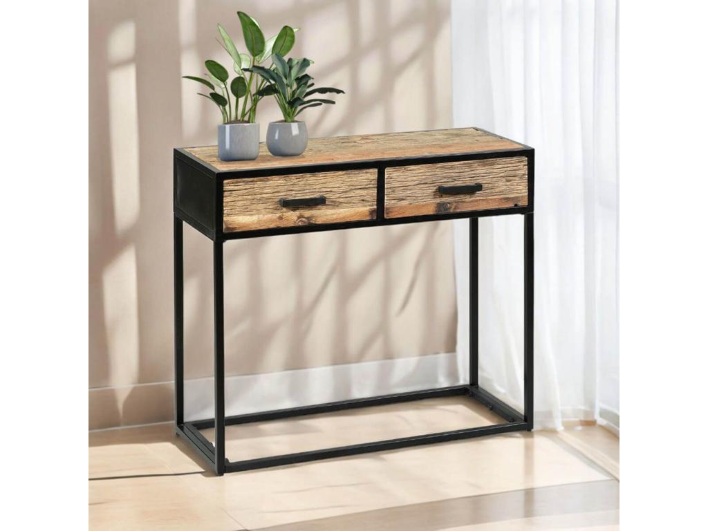 Zensova - Console with 2 Drawers in Recycled Teak and Metal VPCB34215