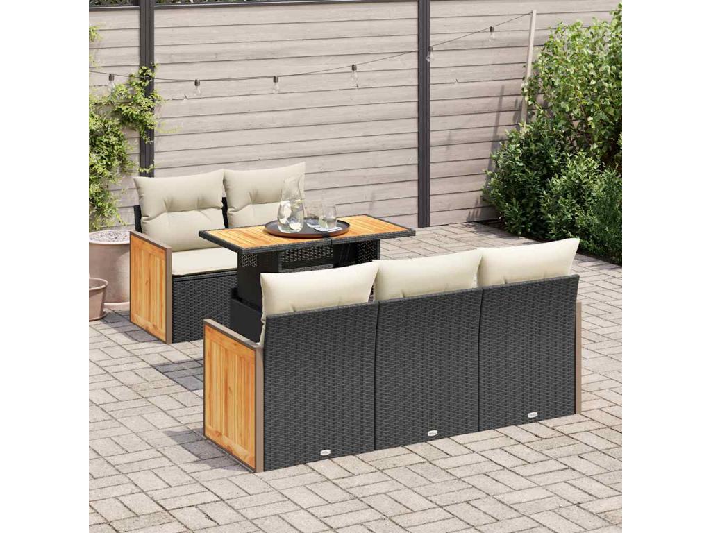 6-piece garden furniture set with cushions, Zensova woven resin, Zensova YRCB12936
