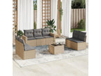 8-piece garden furniture set with cushions, beige woven resin PVIX11311