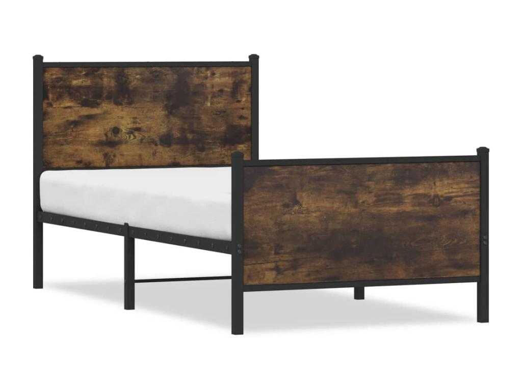 Metal bed frame without mattress, smoked oak, 90x200 cm, RLNV57427