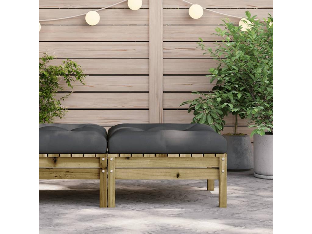 Garden footrest with cushion, impregnated pine wood SCIA66561