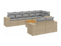 9-piece beige woven resin garden furniture set with cushions NAND00383